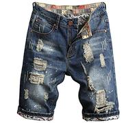 HENGAO Men's Ripped Jean Short Distressed Straight Fit Denim Shorts, 779, 30