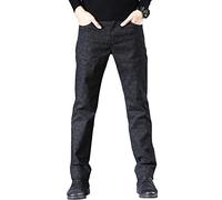 HENGAO Men's Straight Fit Plaid Chino Pants Jeans - black - 32