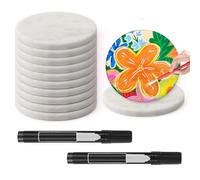 HENGBIRD 12 Pieces Flat Stones for Painting, White, Round, 6.3 cm Diameter