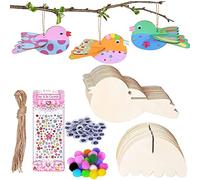 HENGBIRD 16pcs 3D Wooden Birds Craft - Ideal for Kids' Arts and Crafts, Educational Toys, DIY Paint and Build Your Own Wooden Animal Crafts Set for Boys Girls Birthday Creative Activities Gift