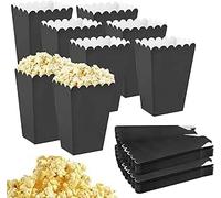 HENGBIRD 50 Black Popcorn Bowls, Dessert Snack Bowls, Party Table Boxes, Popcorn Containers, Paper Popcorns Bags for Parties, Picnics, Movie Parties etc