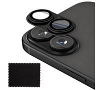 HENGBIRD Camera Protector for iPhone 17 with Cleaning Cloth 9H Tempered Glass with Aluminium Alloy Camera Protector High Resolution Scratch-Resistant Fingerprint Resistant Black
