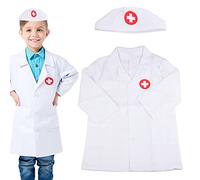 HENGBIRD Children's Doctor Coat - Lab Coat, Nurse Apron and Cap Set for Girls & Boys, Ages 3-5