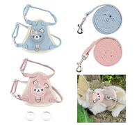 HENGBIRD Pack of 2 Rabbit Leads, Adjustable Rabbit Harness, Rabbit Lead, Dwarf Rabbit, Cat Lead, Rabbit Accessories for Rabbits, Cats, Small Dogs and Other Small Pets (Pink and Blue)