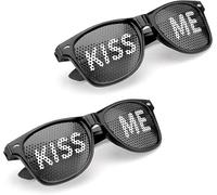HENGBIRD Set of 2 Party Glasses Motif Kiss Me Sunglasses Party Glasses Fancy Dress Party Glasses Rave Glasses Sunglasses Fancy Dress Party Glasses for Parties, Clubs, Malle and Carnival, Photo Props