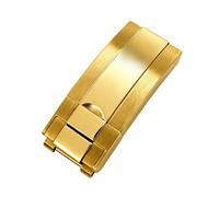 hengfento2 Buckle Clasp Band Replacement For Rolex Datejust Submariner Gmt Daytona Oyster Rubber Watch Strap Stainless Steel 16mm, Glossy all gold