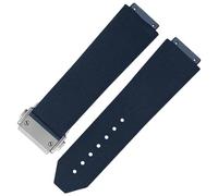 hengfento2 Rubber Watch Band Strap Replacement For Hublot Fusion Watch 19 * 13 * 18mm (Blue Strap Silver Clasp)