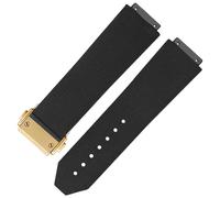 hengfento2 Rubber Watch Strap Band Replacement For 44.5Mm Hublot Big Bang Luna Rossa 25Mm (Black Strap Gold Clasp)