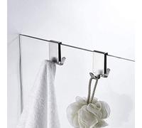 Henghao Double Hooks for Glass Shower Door, Towel Hooks Over The Bathroom Glass Wall 0.31-0.39in, Stainless Steel, Brushed Nickel,2 Pack.