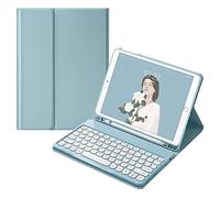 HENGHUI Keyboard Case for Galaxy Tab S9 FE 10.9 inch/Tab S9 11 inch/Tab S8 11"/Tab S7 11" Detachable Magnetic Color Keyboard Cover Cute Round Key,MistyBlue