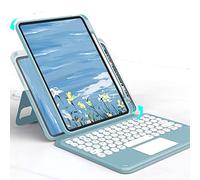 HENGHUI Magnetic Case for iPad 9.7 Inch iPad 5th / 6th Generation Pro 9.7 Vertical Keyboard Case with Touchpad Cute Color Keyboard Clear Back Cover, Light Purple
