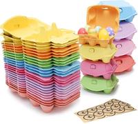 HENGI 24 Pcs Colorful Egg Cartons - Cardboard Natural Pulp Boxes Hold 6 Eggs - Reusable Strong Sturdy Material for Storing Chicken Eggs or Arts and Crafts