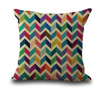 Hengjiang WEIANG Colorful Geometric Abstract Linen Cushion Cover Pillowcases Throw Pillow Case Scatter Sofa Decoration 18x18 (01)