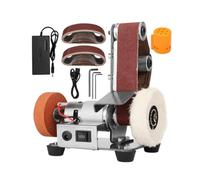 HENGJINGTR 96W Mini Belt Sanding Machine, 110V/220V 7-Speed Speed Adjustable Electric Sanding And Polishing Grinder with 10Pcs Sand Belt And Polishing Wheel Suitable for Metals And Gemstones,110V