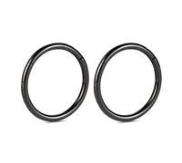 Hengkaixuan 10G 2Pcs G23 Titanium Nose Hoop Ring, 14mm Black, Multi-Purpose Piercing Jewellery