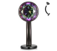 hengkaixuan 14G Floating Belly Button Ring G23 Titanium Belly Jewellery Disc Bottom Flat Back Navel Piercing Black Curved Barbell 12mm Internally Threaded Navel Ring