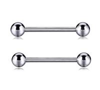 hengkaixuan 14G Titanium Nipple Jewellery Pair Nipple Barbell Nipple Bars Internally Threaded Nipple Rings Tongue Piercing Jewellery 25mm