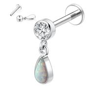 hengkaixuan 16G Cartilage Earring Tragus Earring Internally Threaded Conch Earring Dangle Opal Helix Medusa Monroe Stud Flatback Earring Titanium Lobe Earring Labret Jewellery Labret Lip Stud 8mm