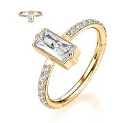 hengkaixuan 16G Conch Cartilage Earring Circle Heart CZ Daith Helix Tragus Rook Ring Earrings Septum Jewelry Nose Rings Septum Clicker Ring 316L Surgical Steel Small Earring, Metal