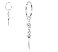 hengkaixuan 16G Conch Hoop Earring Dangle EarLobe Earring Seamless Clicker Ring 316L Surgical Steel Cartilage Helix Tragus Piercing Silver Septum Ring 10mm for Women Men