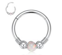 hengkaixuan 16G Conch Hoop Earring Helix Cartilage Piercing Silver Nose Hoop Ring 8mm Daith Rook Tragus Hoop Earring with Opal Surgical Steel Septum Piercing Jewellery for Women