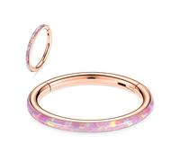 hengkaixuan 16G Conch Hoop Ring Septum Jewellery Seamless Clicker Ring Daith Earrings Surgical Steel Rook Tragus Conch Piercing Jewellery Small Hoop Earring Nose Ring Rose Gold 8mm Pink Opal