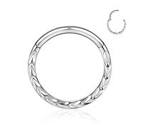 hengkaixuan 16G Daith Piercing Arrow Designed Septum Ring Ear Cuff Helix Clicker Hinged Ring Nose Rings Silver 316L Surgical Steel Segment 10mm Cartilage Earrings Hoop Daith Conch Piercing Jewellery