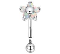hengkaixuan 16G Daith Rook Earring Titanium Eyebrow Jewellery Flower Opal Eyebrow Ring G23 Vertical Labret Lip Jewellery Small Belly Button Ring Curved Barbell 8mm
