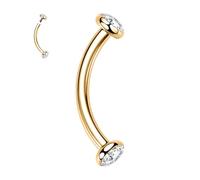 hengkaixuan 16G Eyeborw Ring Gold Curved Barbell Titanium Nipple Jewellery Internal Thread Small Belly Ring Daith Rook Piercing 8 mm with CZ