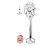 hengkaixuan 16G Eyebrow Ring G23 Titanium Rook Daith Earring Internal Threaded Curved Barbell with CZ Vertical Labret Lip Jewellery Silver Small Belly Button Ring 8mm