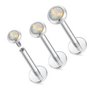 hengkaixuan 16G Lip Rings G23 Titanium Labret Jewellery Opal Labret Studs Silver Conch Earring Internally Threaded Cartilage Helix Tragus Piercing Medusa Medusa Jewellery Lobe Earrings 10mm