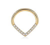 hengkaixuan 16G Moon Teardrop Septum Clicker Ring Daith Earrings Surgical Steel Daith Rook Tragus Piercing Jewellery CZ Small Hoop Earring