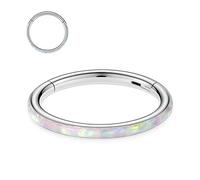 hengkaixuan 16G opal Pink 316L Surgical Steel Clicker Segment Seamless Nose Septum Ring Unisex Cartilage Hoop Earrings Conch Helix Piercing 10mm