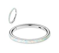 hengkaixuan 16G opal White 316L Surgical Steel Clicker Segment Seamless Hoop Nose Septum Ring Unisex Cartilage Hoop Earrings Helix Conch Tragus Daith Rook Piercing 8mm
