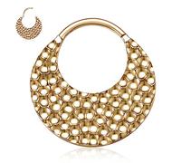 hengkaixuan 16G Septum Jewellery Daith Earrings Surgical Steel Nose Ring Gold Clicker Conch Piercin Large Hammered Surface Seamless Rook Helix Cartilage Tragus 8mm