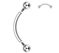 Hengkaixuan 16G Titanium Eyebrow Ring, Ball Design, 8mm Length, 3mm Ball Size, Unisex, Black Stone, Piercing Jewelry