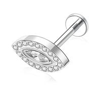 hengkaixuan 16G Titanium Labret Earrings Internally Threaded Lip Studs Tragus Medusa Helix Studs Monroe Silver Lobe Cartilage Conch Earrings(Eye CZ)