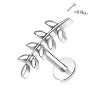 hengkaixuan 16G Titanium Labret Studs & Earrings - Flatback Leaf Lip Studs, Tragus, Monroe, Medusa, Helix, Lobe, Cartilage, Conch