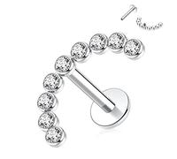 hengkaixuan 16G Titanium Labret Studs & Earrings - Internally Threaded, Flatback, Curved, Tragus, Monroe, Medusa, Helix, Lobe, Cartilage, Conch