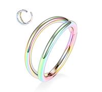 hengkaixuan 20G Conch Hoop Ring Rainbow Double Open Stacked Septum Rings Cartilage Earrings 316L Surgical Steel Nose Rings 12mm Lobe Earrings Unisex Hoop Earrings Helix Tragus Lip Piercing Jewellery