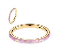 hengkaixuan 20G Conch Hoop Ring Septum Jewellery Seamless Clicker Ring Daith Earrings Gold Surgical Steel Rook Tragus Conch Piercing Jewellery Small Hoop Earring Nose Ring Gold 12mm Pink Opal