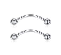 hengkaixuan 2Pcs G23 Titanium Nipple Rings 14G Nipple Bars Titanium Nipple Jewellery Internally Threaded Curved Barbell Eyebrow Rings for Women Girls 12mm