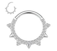 hengkaixuan 316L Nose Hoop Ring Surgical Steel Septum Piercing Silver Septum Ring 16G Daith Earring Septum Jewellery with CZ Daith Piercing Jewellery Conch Cartilage Earring Tragus Helix Piercing 8mm