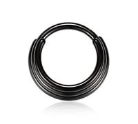 hengkaixuan 8mm 16G Black Nose Rings 316L Surgical Steel Triple Stacked Septum Ear Cuff Helix Clicker Hinged Ring Unisex Hoop Earrings Septum Piercing
