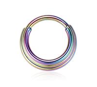hengkaixuan 8mm 16G Rainbow Nose Rings 316L Surgical Steel Triple Stacked Septum Ear Cuff Helix Clicker Hinged Ring Unisex Hoop Earrings Septum Piercing