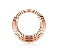 hengkaixuan 8mm 16G Rose Gold Nose Rings 316L Surgical Steel Triple Stacked Septum Ear Cuff Helix Clicker Hinged Ring Unisex Hoop Earrings Septum Piercing