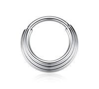 hengkaixuan 8mm 16G Silver Nose Rings 316L Surgical Steel Triple Stacked Septum Ear Cuff Helix Clicker Hinged Ring Unisex Hoop Earrings Septum Piercing