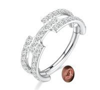 hengkaixuan Conch Hoop Earring Silver Doubel Nose Hoop Ring Surgical Steel Helix Cartilage Lobe Earring 16G Tragus Rook Daith Septum Piercing Jewelley 12mm