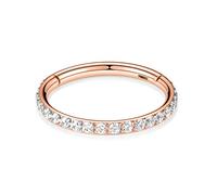 hengkaixuan Conch Hoop Earrings Rose Gold Nose Rings Hoops G23 Titanium Cartilage Earrings 16G Conch Jewellery Tragus Septum Clicker Ring Helix Lip Lobe Piercing Jewellery Ear Nose Hoops 8mm with CZ