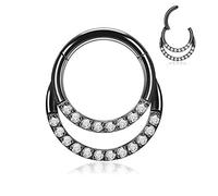 Hengkaixuan Daith Piercing Jewellery 16G Septum Clicker Ring Black Septum Nose Ring Hoop 7mm
